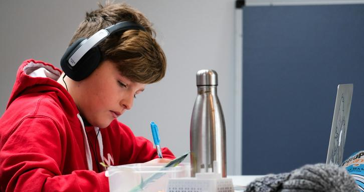 Boy studying at home